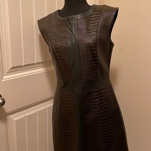 Chocolate leather dress black trimming